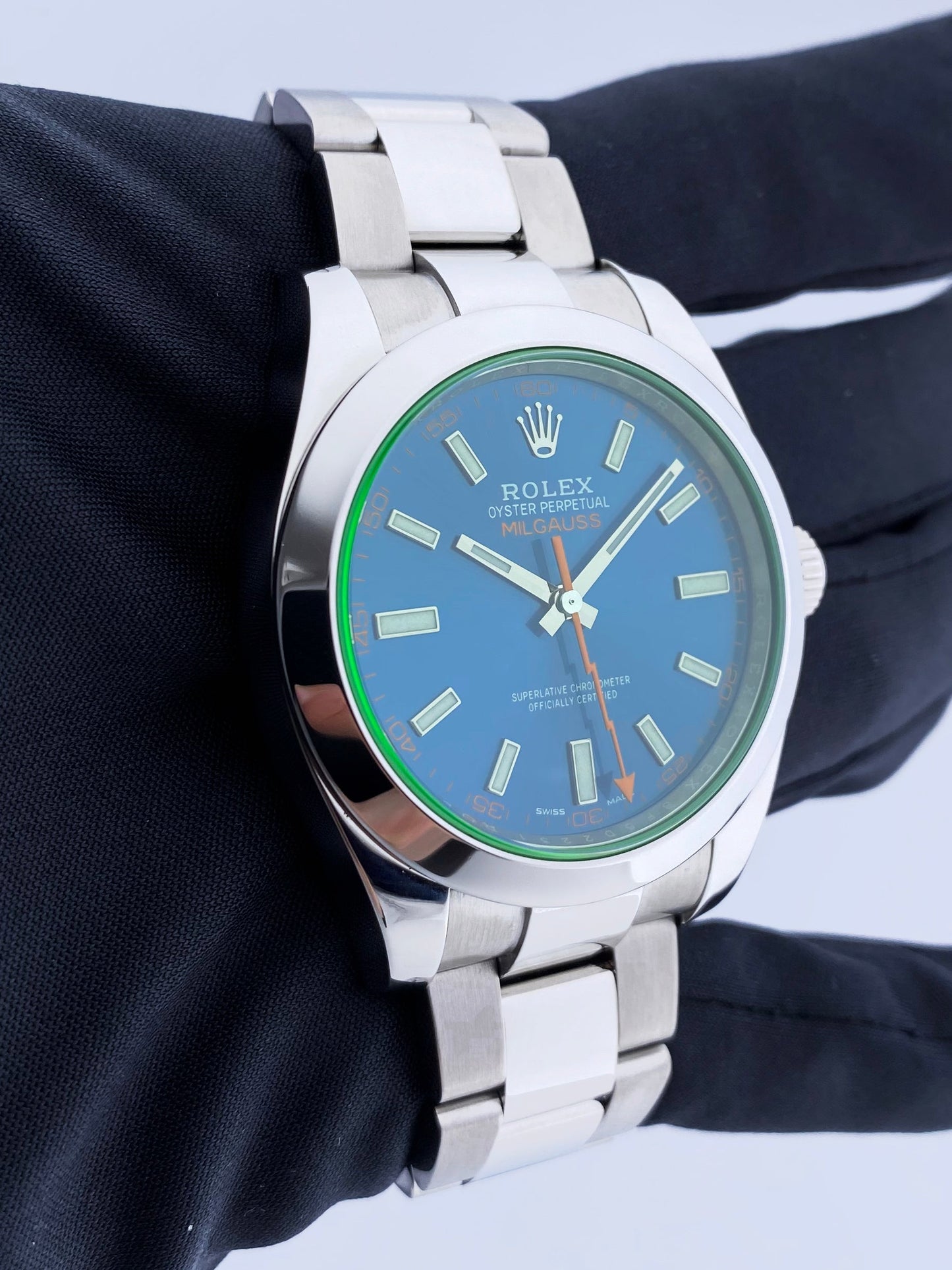 Rolex Milgauss 116400GV Blue Dial Mens Watch Box & Papers - Virtual