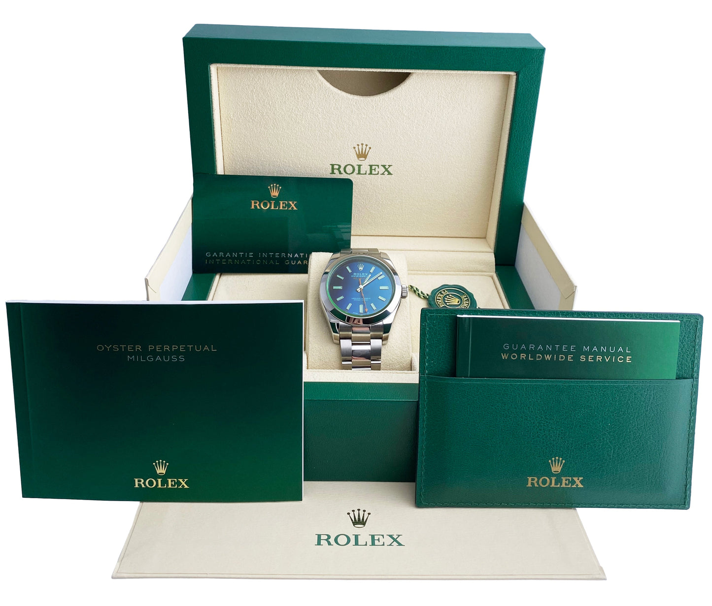 Rolex Milgauss 116400GV Blue Dial Mens Watch Box & Papers - Virtual