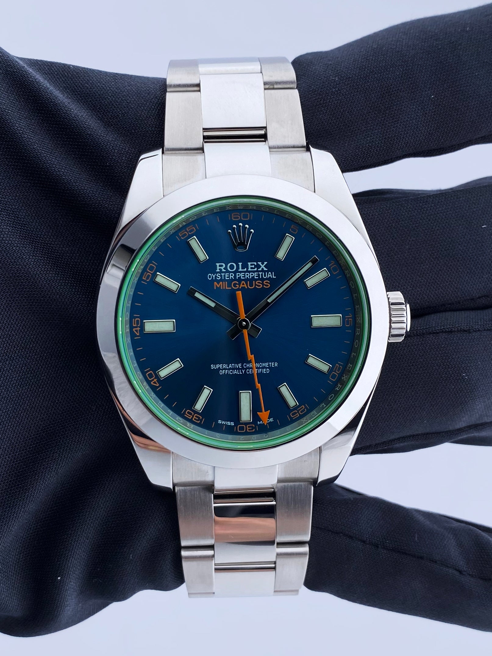 Rolex Milgauss 116400GV Blue Dial Mens Watch Box & Papers - Virtual