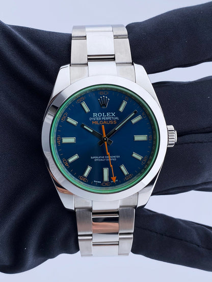 Rolex Milgauss 116400GV Blue Dial Mens Watch Box & Papers - Virtual