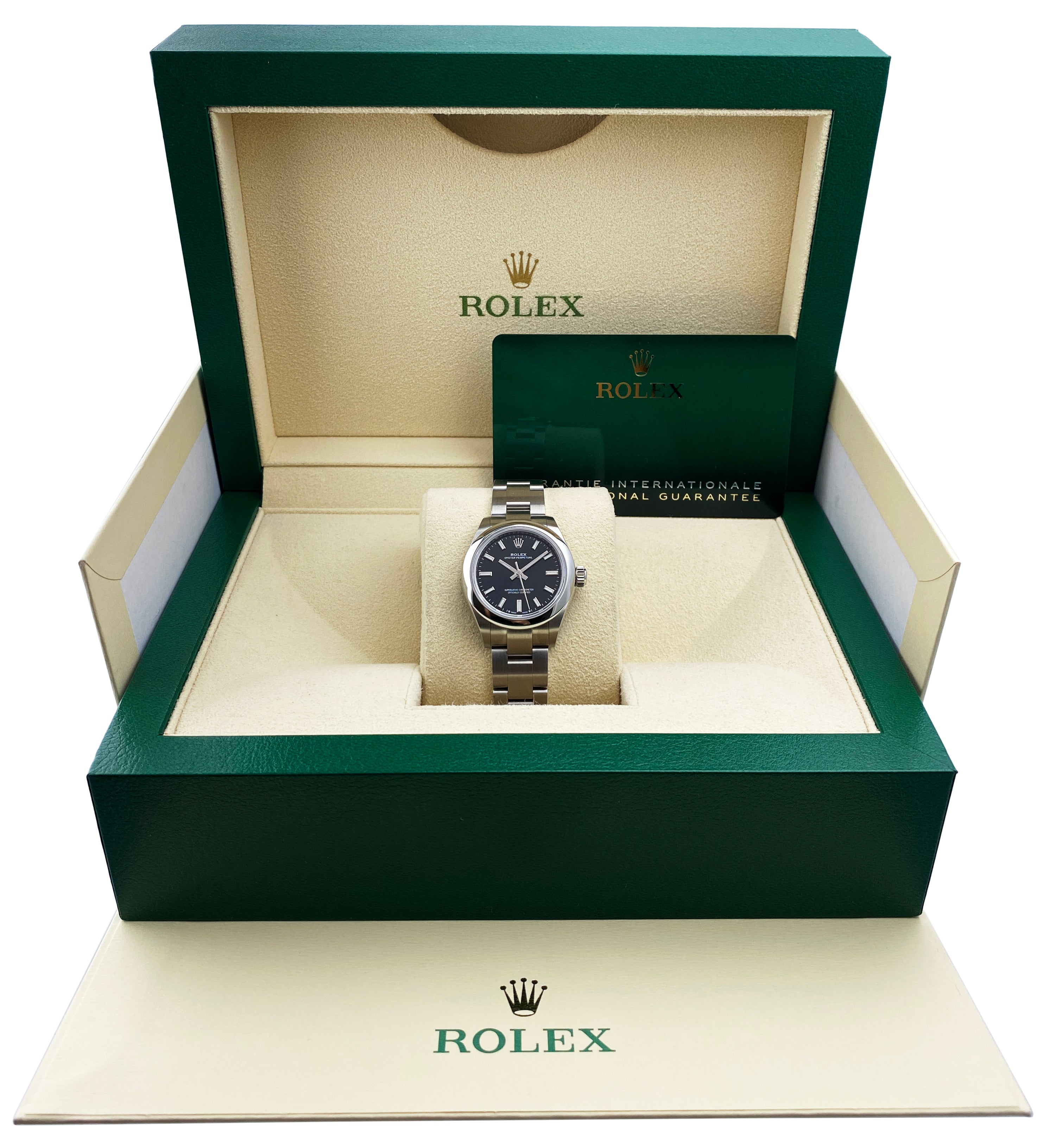 Rolex Oyster Perpetual 276200 Black Dial Ladies Watch Box Papers