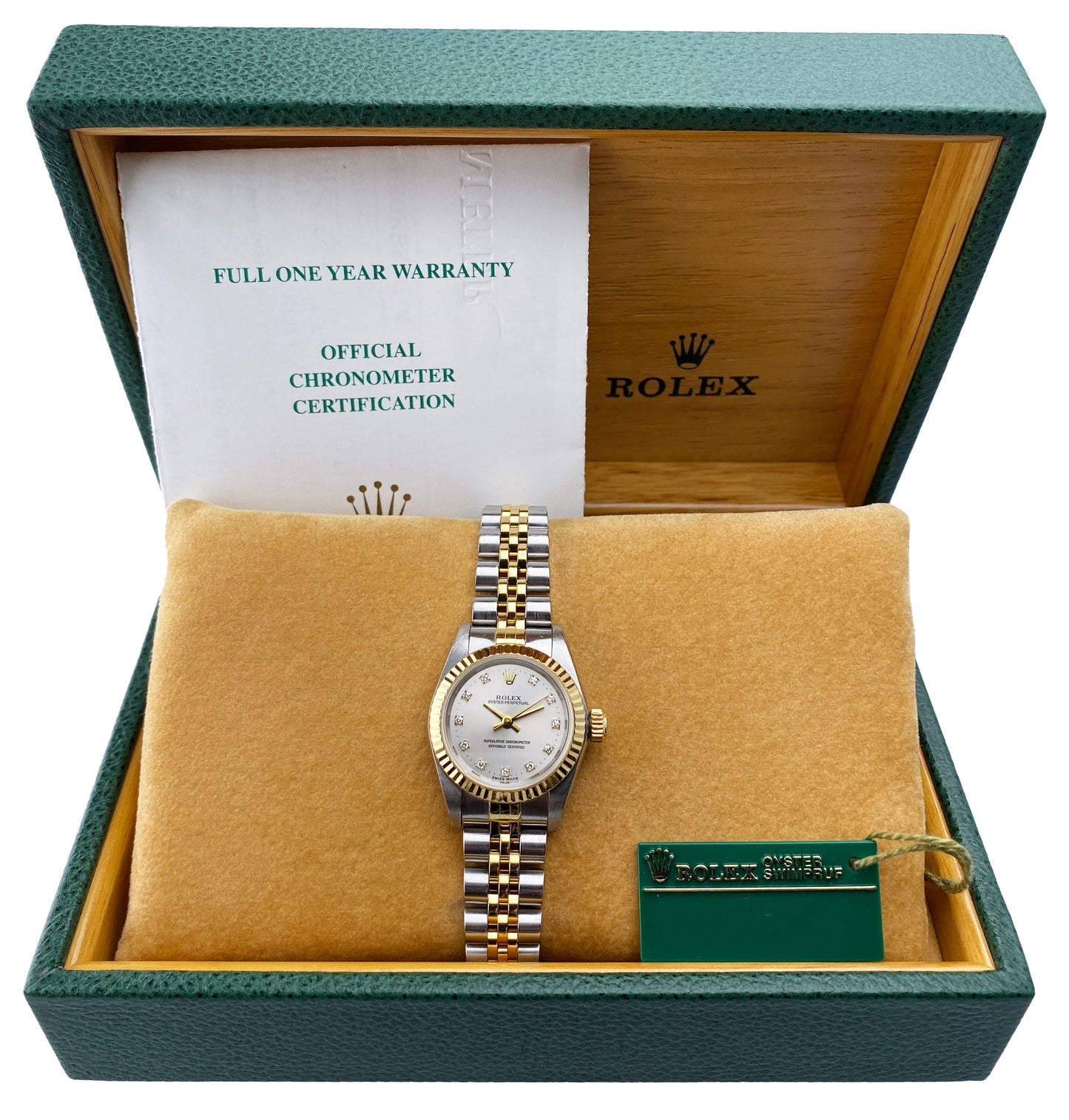 Rolex Oyster Perpetual 67193 Diamond Silver Dial Two Tone Ladies Watch - Wristwatch