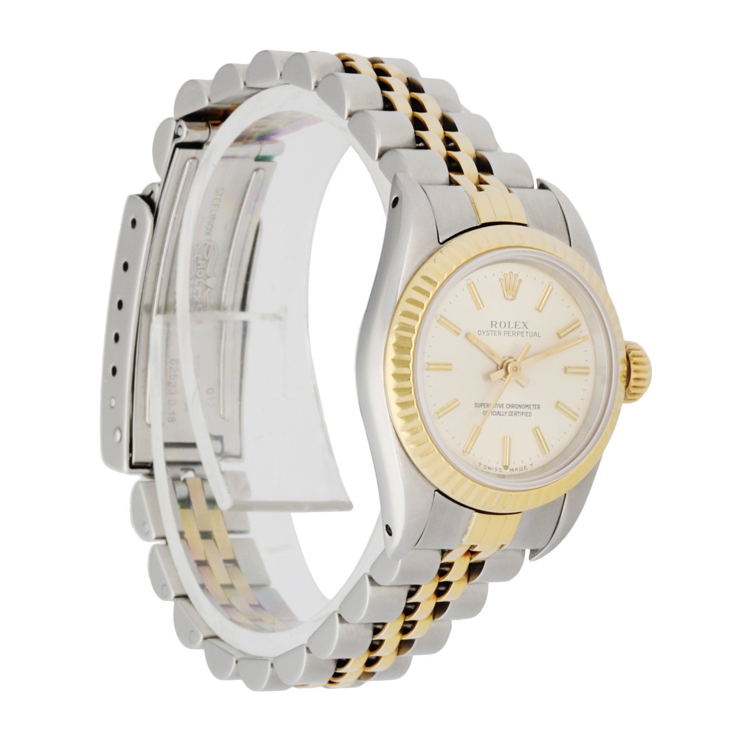 Rolex Oyster Perpetual 67193 Diamond Silver Dial Two Tone