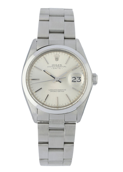 Rolex Oyster Perpetual Date 1500 non quick 34mm steel watch serial 3613598 circa 1974