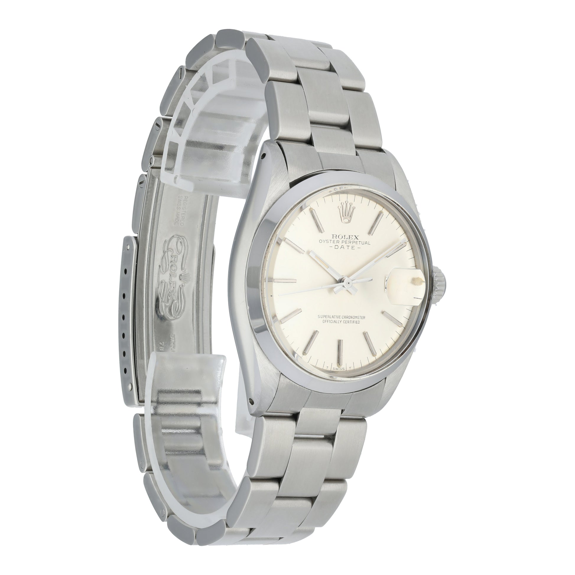Rolex Oyster Perpetual Date 1500 non quick 34mm steel watch serial 3613598 circa 1974