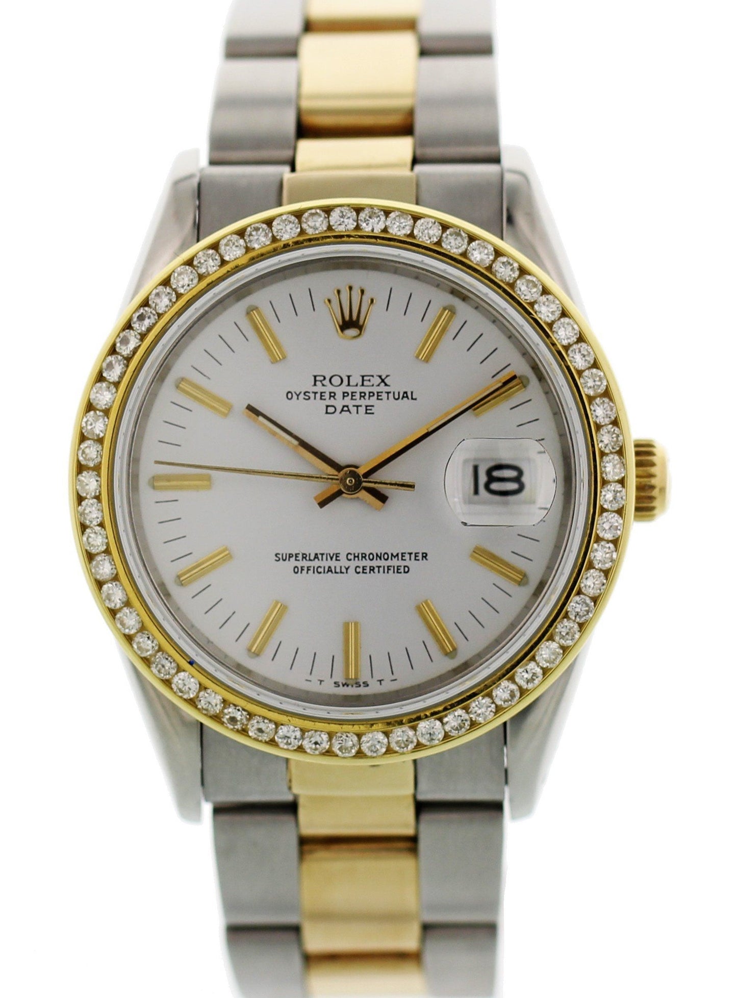 Rolex Oyster Perpetual Date 15053 Two Tone Diamond Bezel - Virtual