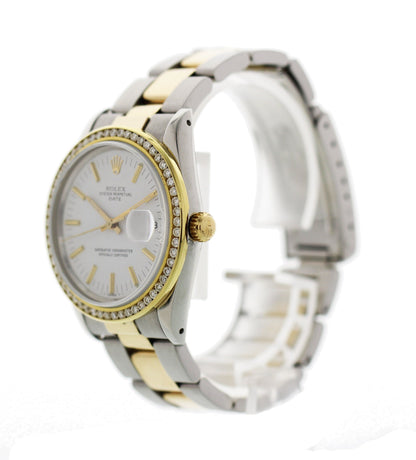 Rolex Oyster Perpetual Date 15053 Two Tone Diamond Bezel - Virtual