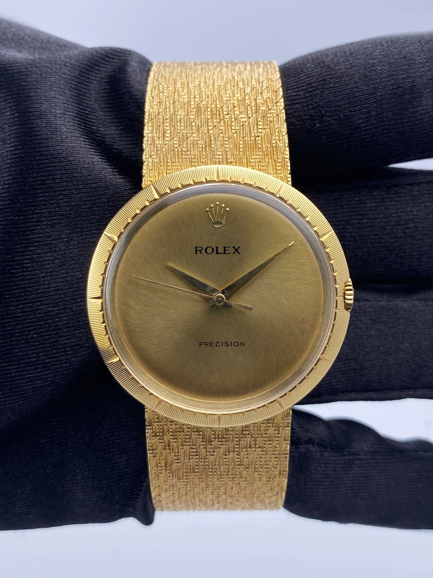 Rolex Precision 9919 Champagne Dial 18K Yellow Gold Vintage Watch