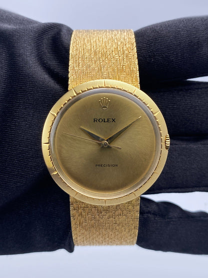 Rolex Precision 9919 Champagne Dial 18K Yellow Gold Vintage Watch
