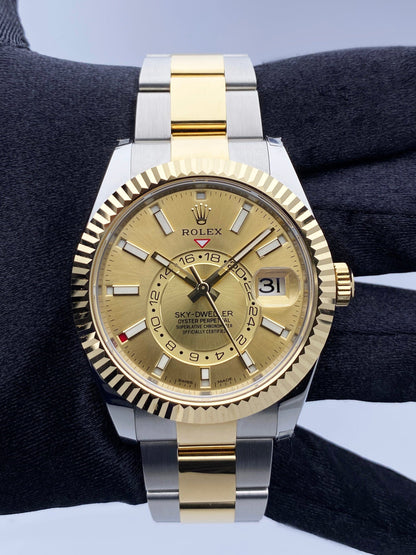 Rolex Sky Dweller 326933 Champagne Dial Mens Watch Box Papers - Virtual