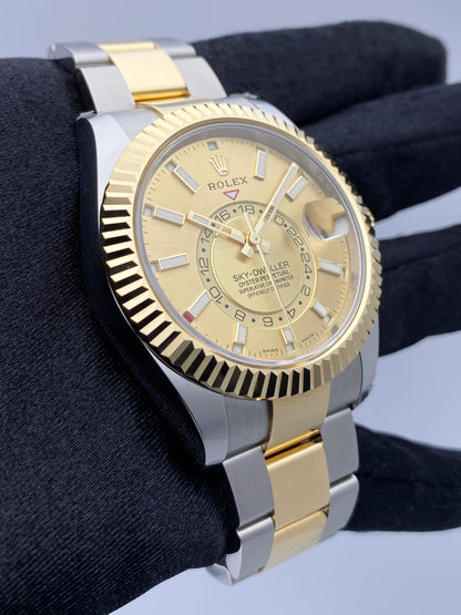 Rolex Sky Dweller 326933 Champagne Dial Mens Watch Box Papers - Virtual