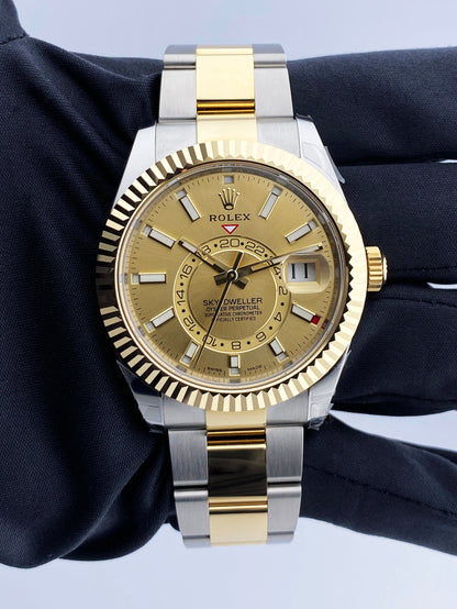 Rolex Sky Dweller 326933 Champagne Dial Mens Watch Box & Papers