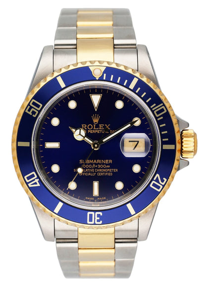 Rolex Submariner Date 16613 Blue Dial Mens Watch Box Papers