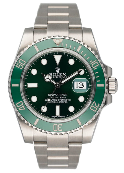 Rolex Submariner Men's Stainless Steel Green Dial Watch 116610 LV Hulk