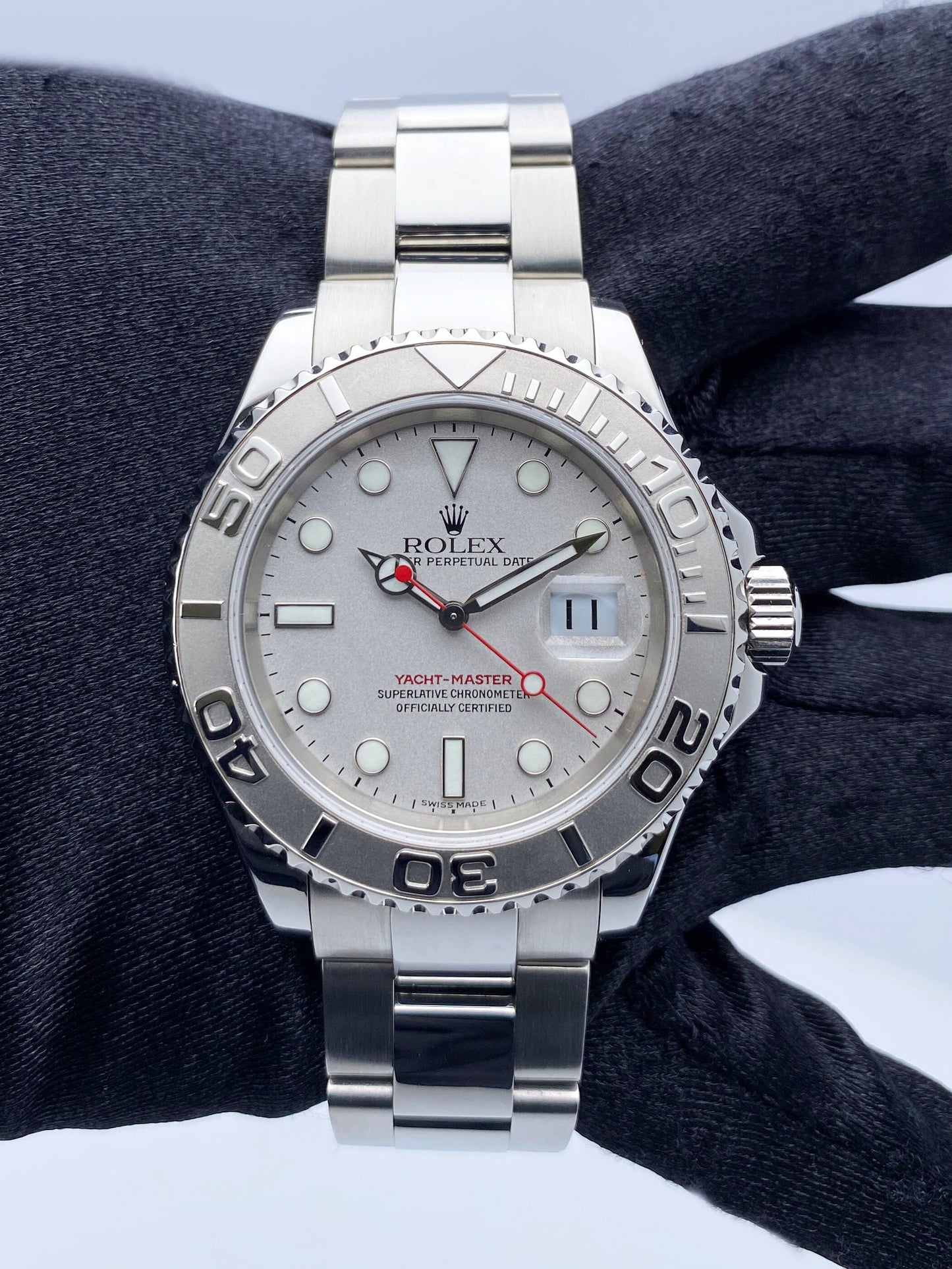 Rolex Yacht Master 16622 Platinum Bezel Mens Watch Box Papers - Virtual