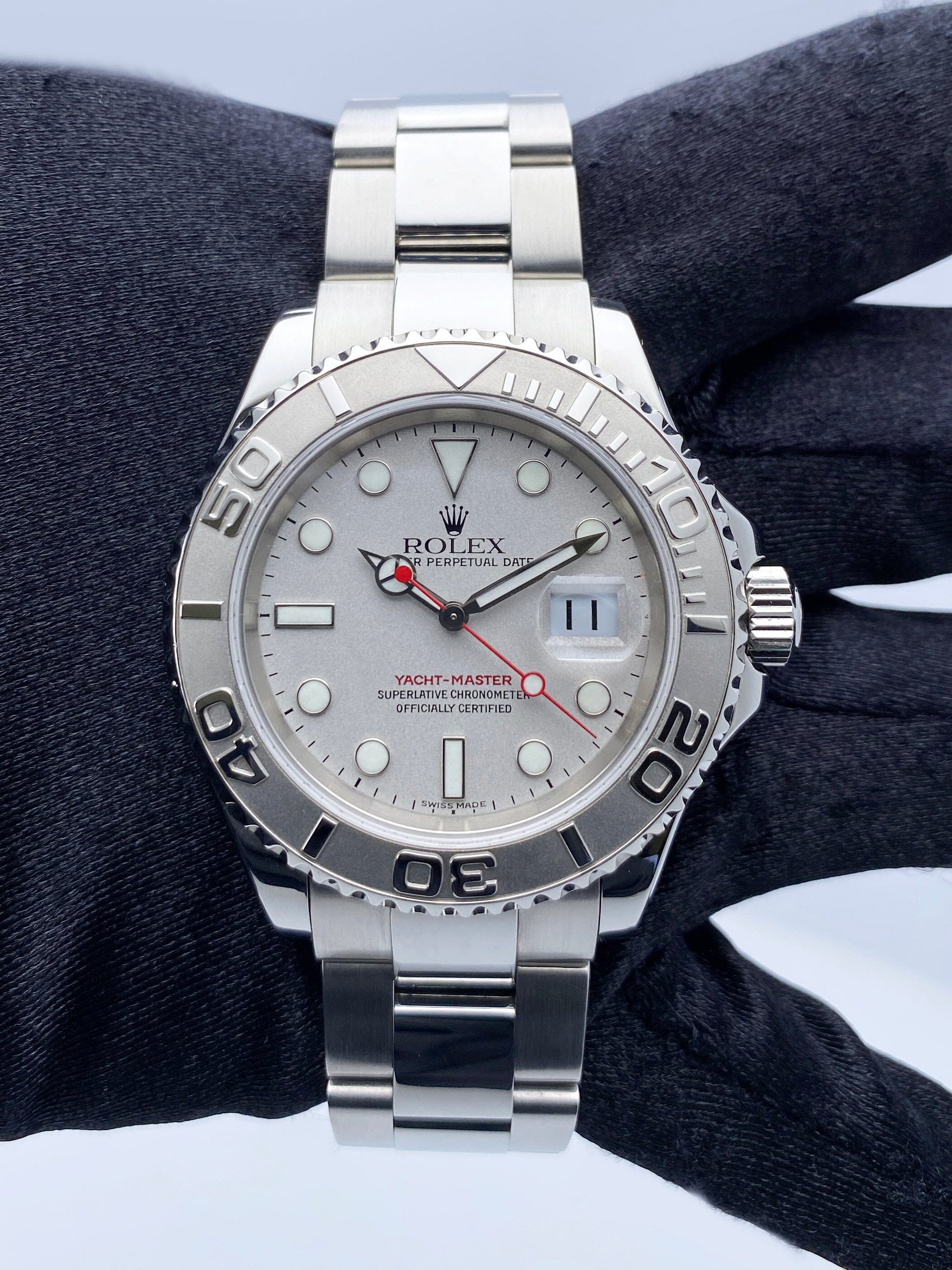 Rolex Yacht Master 16622 Platinum Bezel Mens Watch Box Papers - Virtual
