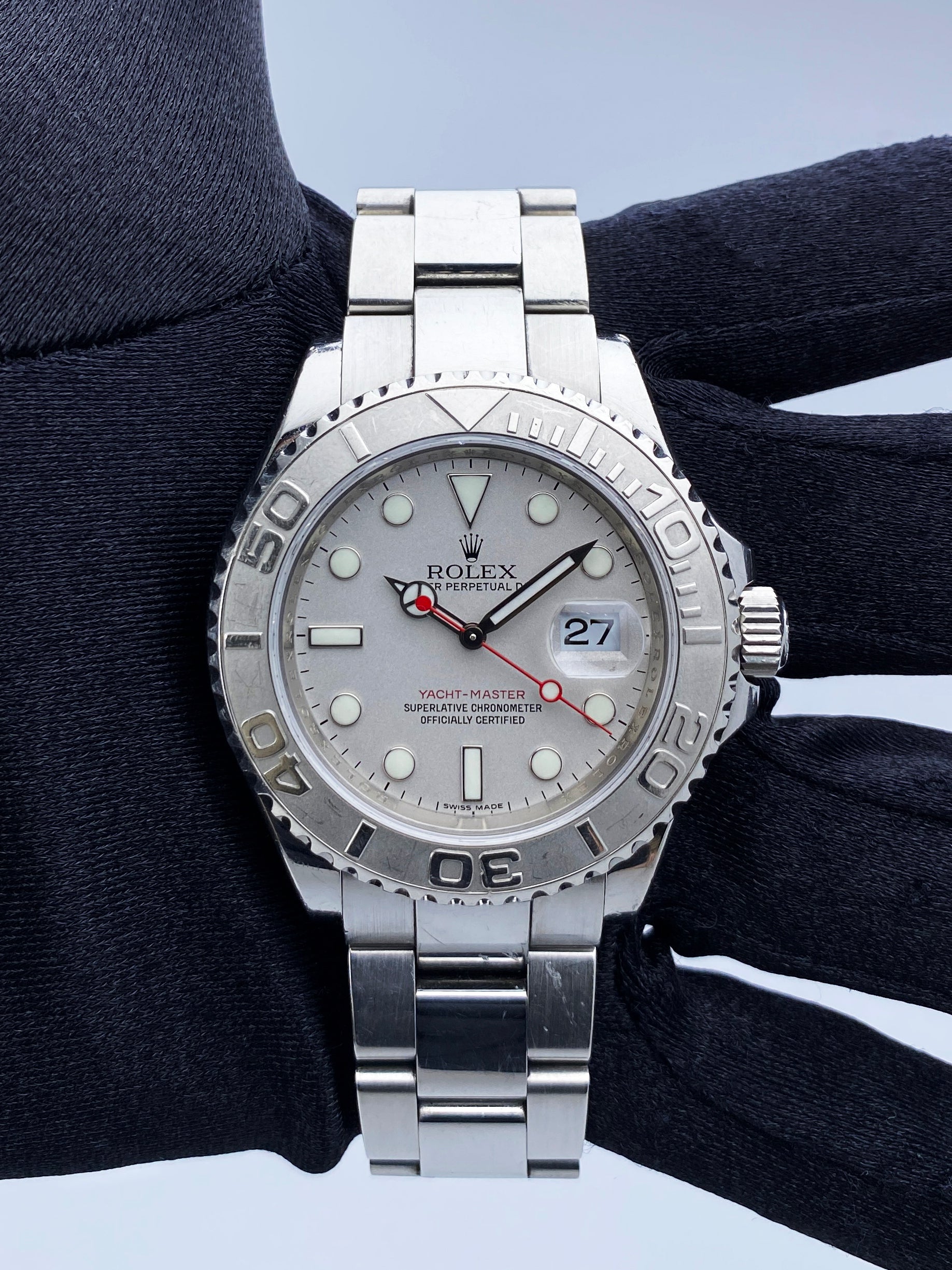 Rolex Yacht Master 16622 Platinum Bezel Mens Watch Box Papers