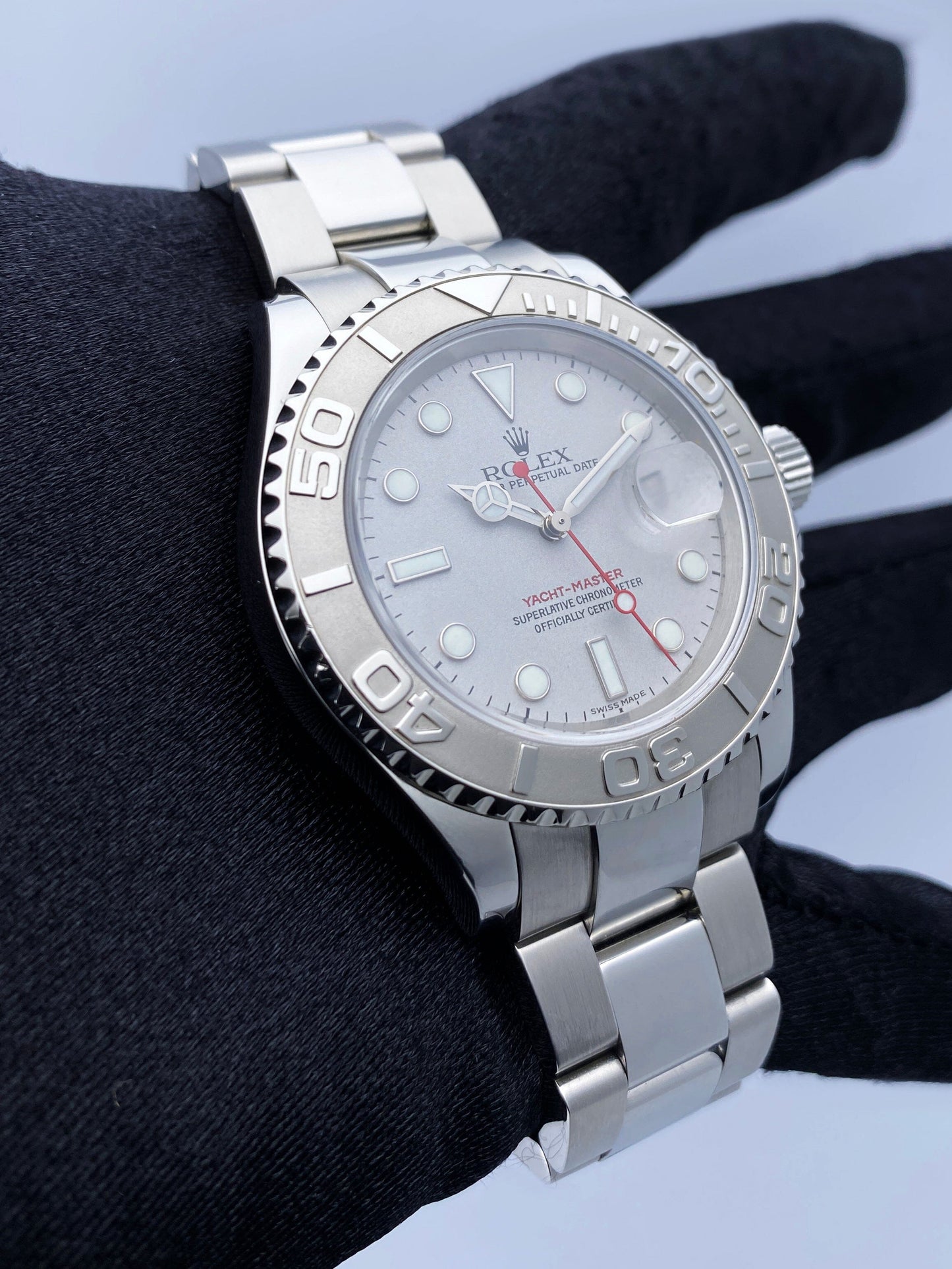 Rolex Yacht Master 16622 Platinum Bezel Mens Watch Box Papers - Virtual