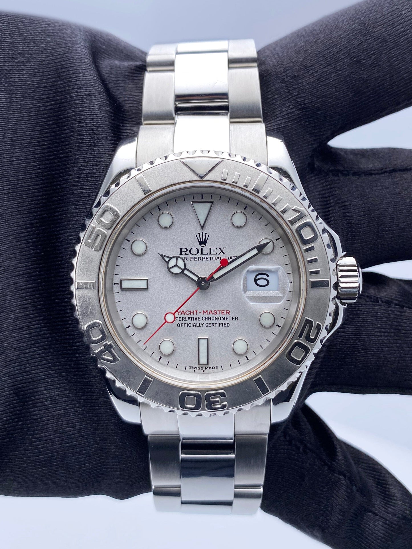 Rolex Yacht Master 16622 Platinum Bezel Mens Watch Box Papers