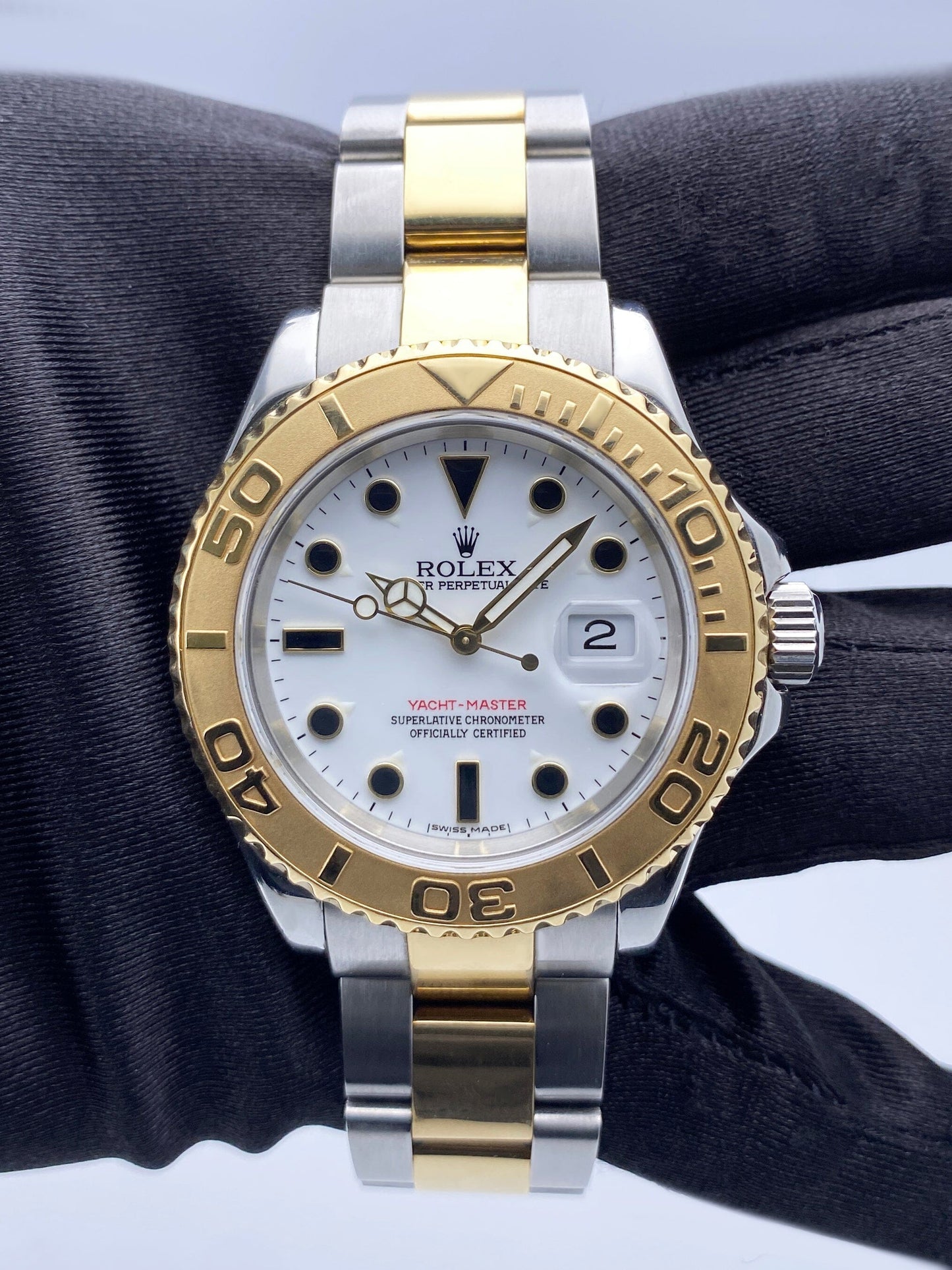 Rolex Yacht-Master 40 16623 White Dial Two-Tone Mens Watch Box Papers