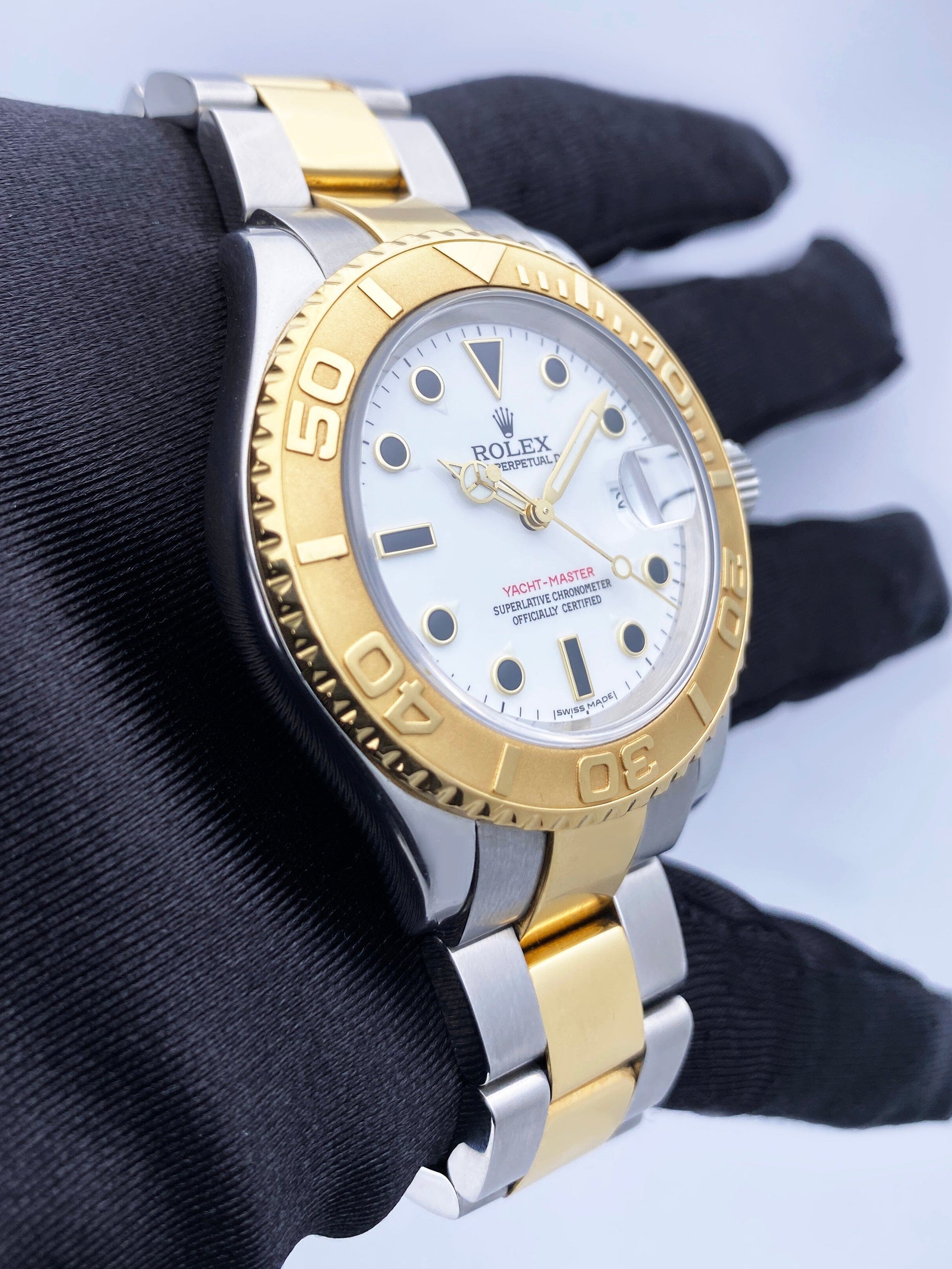 Rolex Yacht-Master 40 16623 White Dial Two-Tone Mens Watch Box Papers