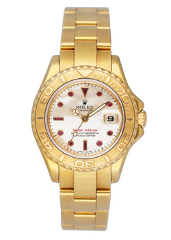 Rolex Yacht Master 69628 MOP Ruby Dial 18K Yellow Gold Watch Box Papers