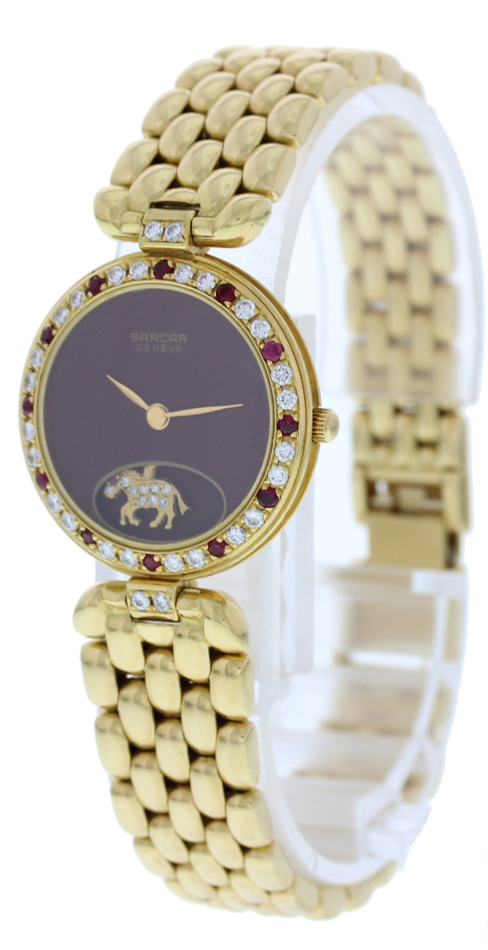 Sarcar Geneve 18K Yellow Gold Diamonds And Rubies Watch | – Phigora