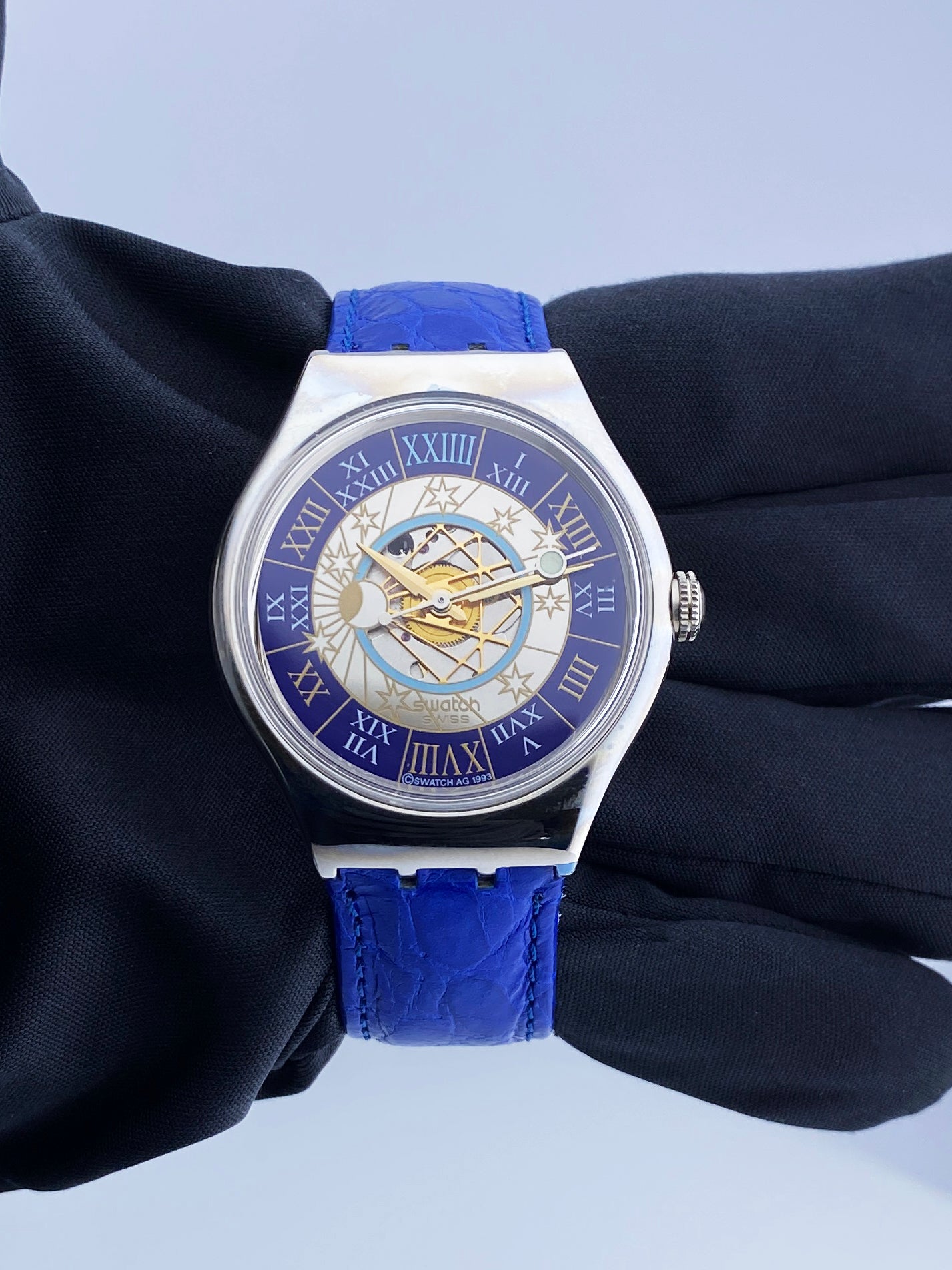 Swatch Tresor Magique SAZ101 Platinum Mens Watch Box Papers - Wristwatch