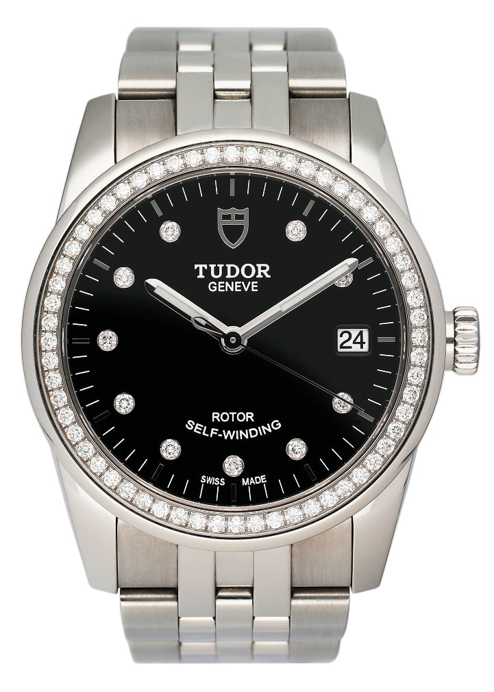 Tudor Glamour Date 55200 Diamond Dial Watch Box Papers - Wristwatch