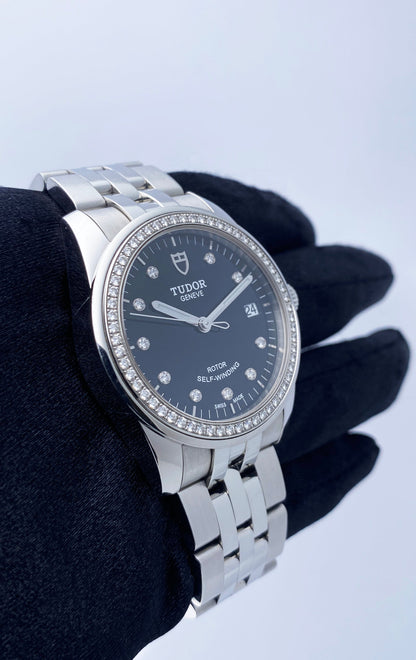 Tudor Glamour Date 55200 Diamond Dial Watch Box Papers - Wristwatch