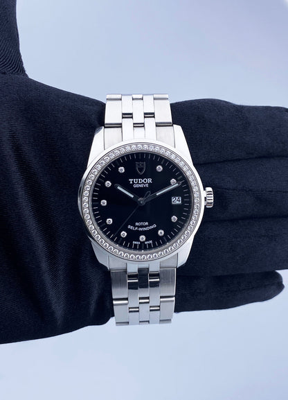 Tudor Glamour Date 55200 Diamond Dial Watch Box Papers - Wristwatch