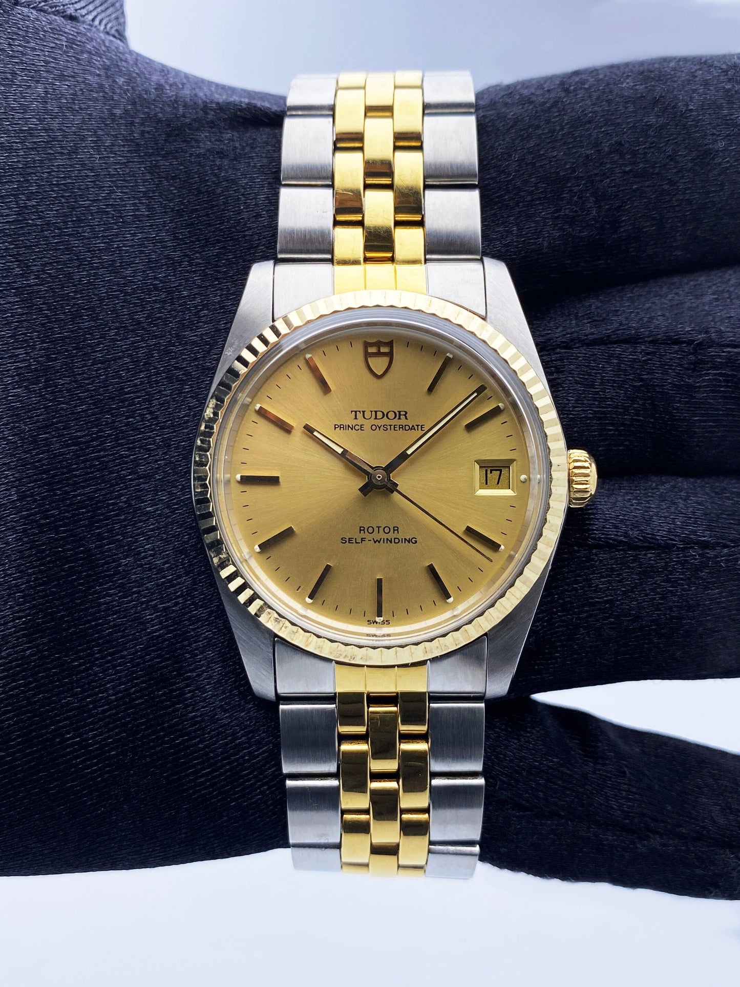 Tudor Prince OysterDate 74033 Champagne Dial Two Tone Mens Watch - Wristwatch