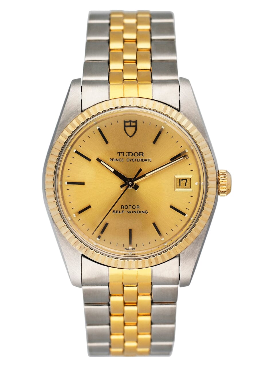 Tudor Prince OysterDate 74033 Champagne Dial Two Tone Mens Watch - Wristwatch