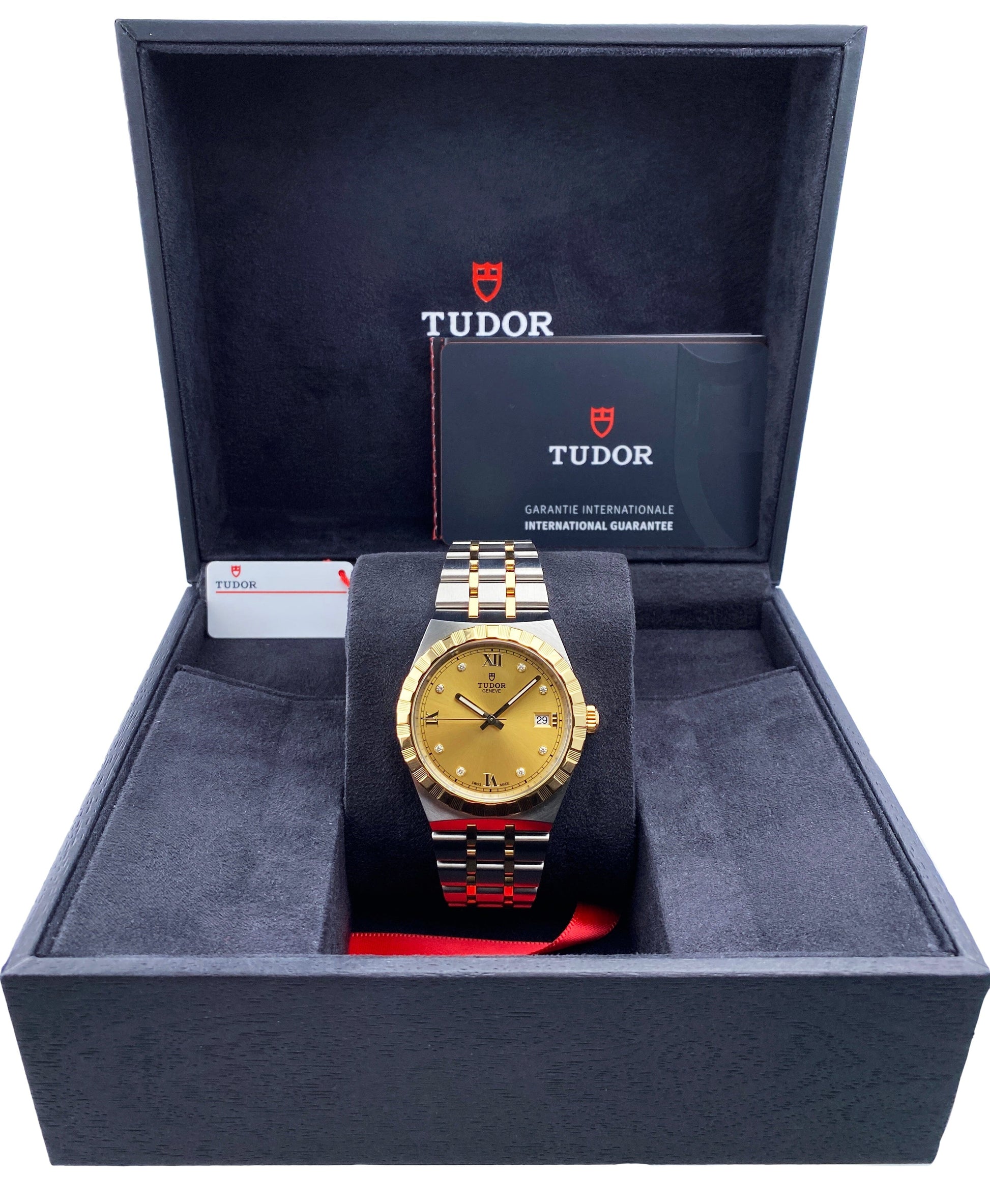 Tudor Royal 28503 Diamond Champagne Dial Mens Watch Box Papers - Watches