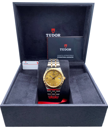 Tudor Royal 28503 Diamond Champagne Dial Mens Watch Box Papers - Watches