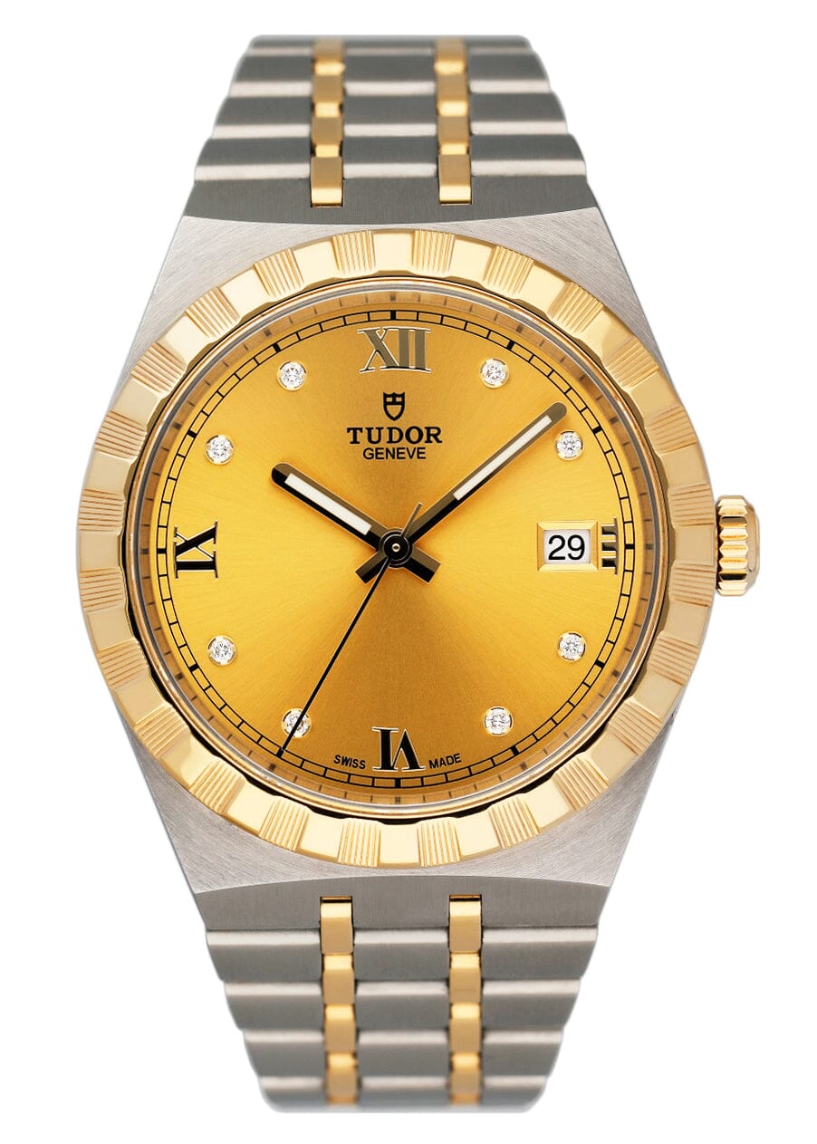 Tudor Royal 28503 Diamond Champagne Dial Mens Watch Box Papers - Watches