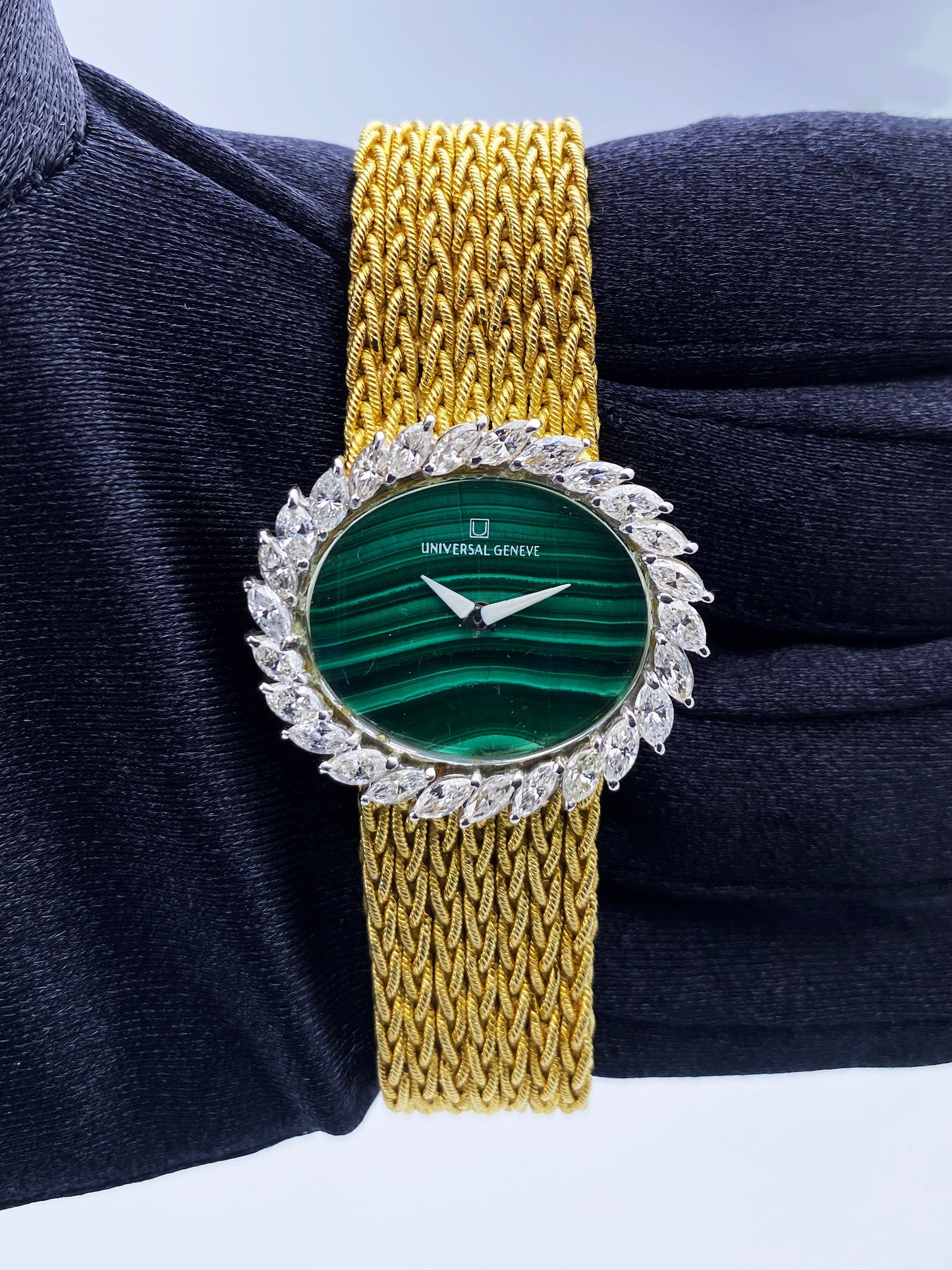 Universal Malachite Dial Diamond Bezel & 18K Yellow Gold Ladies Watch - Virtual