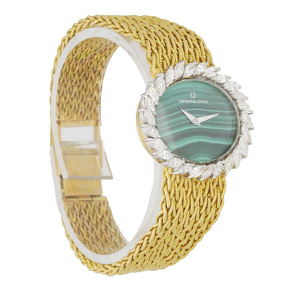 Universal Malachite Dial Diamond Bezel & 18K Yellow Gold Ladies Watch - Virtual