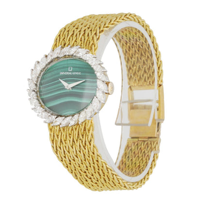 Universal Malachite Dial Diamond Bezel & 18K Yellow Gold Ladies Watch - Virtual