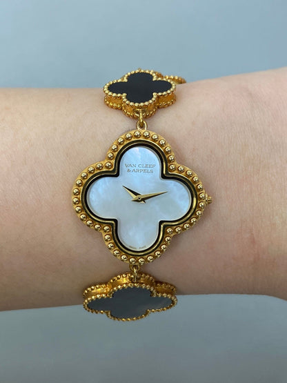 Van Cleef & Arpels Alhambra 136674 MOP Onyx Ladies Watch