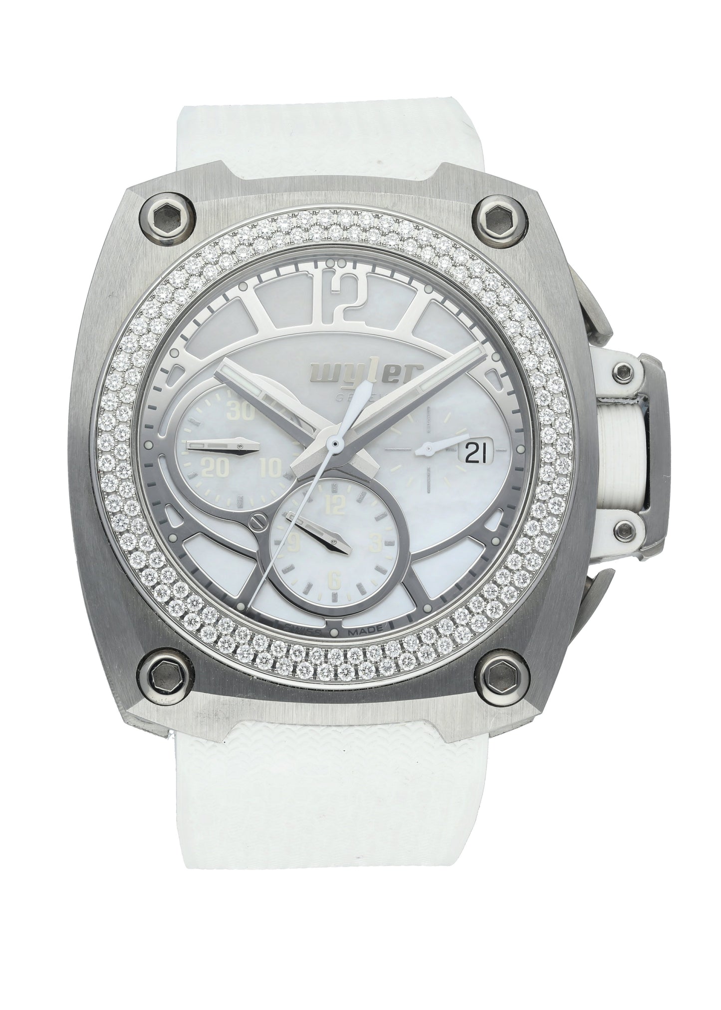 Wyler CODE-S S04.C1C.04.11.WH003.RWH07.41 Diamond Bezel MOP Men Watch - Wristwatch