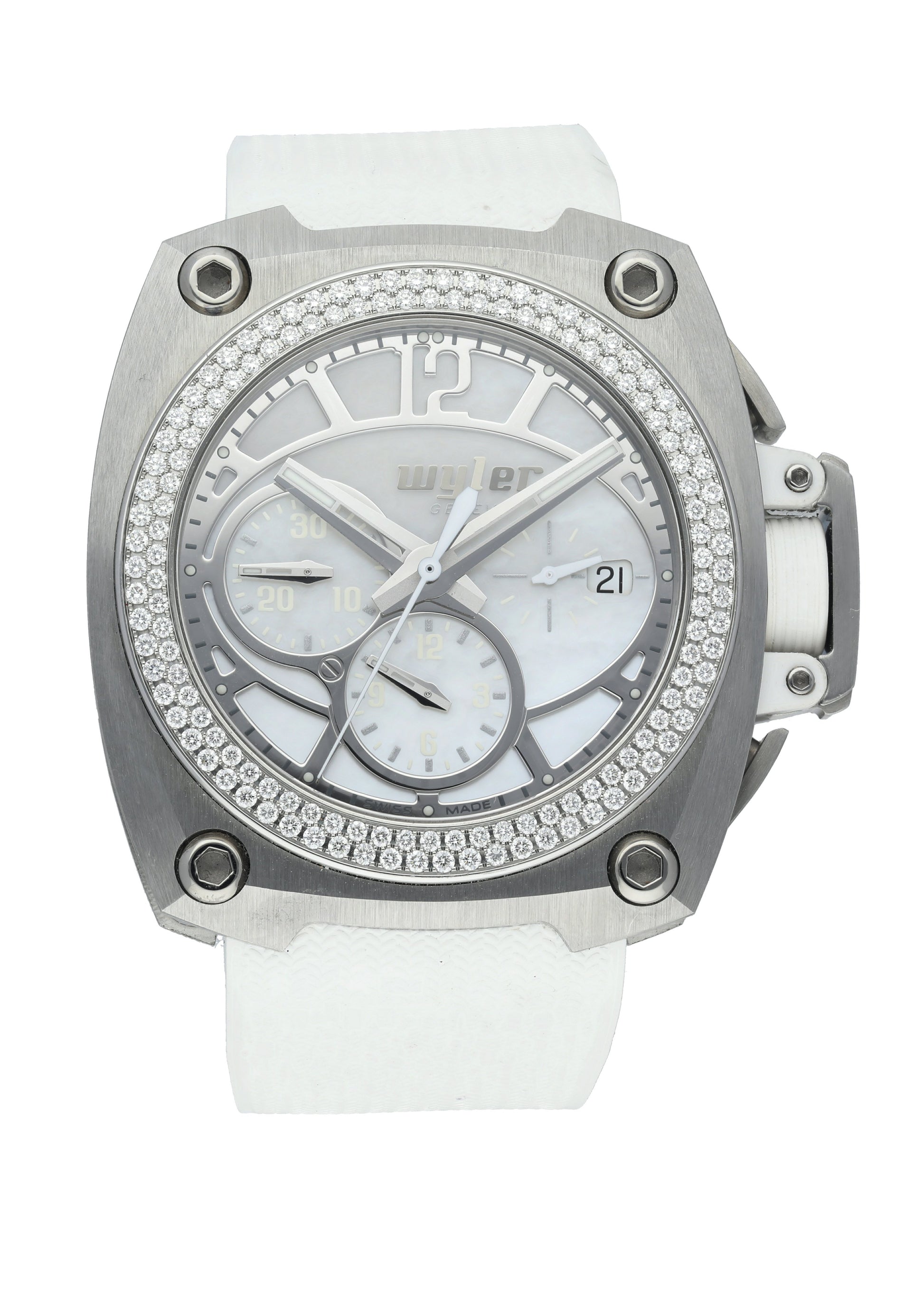 Wyler CODE-S S04.C1C.04.11.WH003.RWH07.41 Diamond Bezel MOP Men Watch - Wristwatch